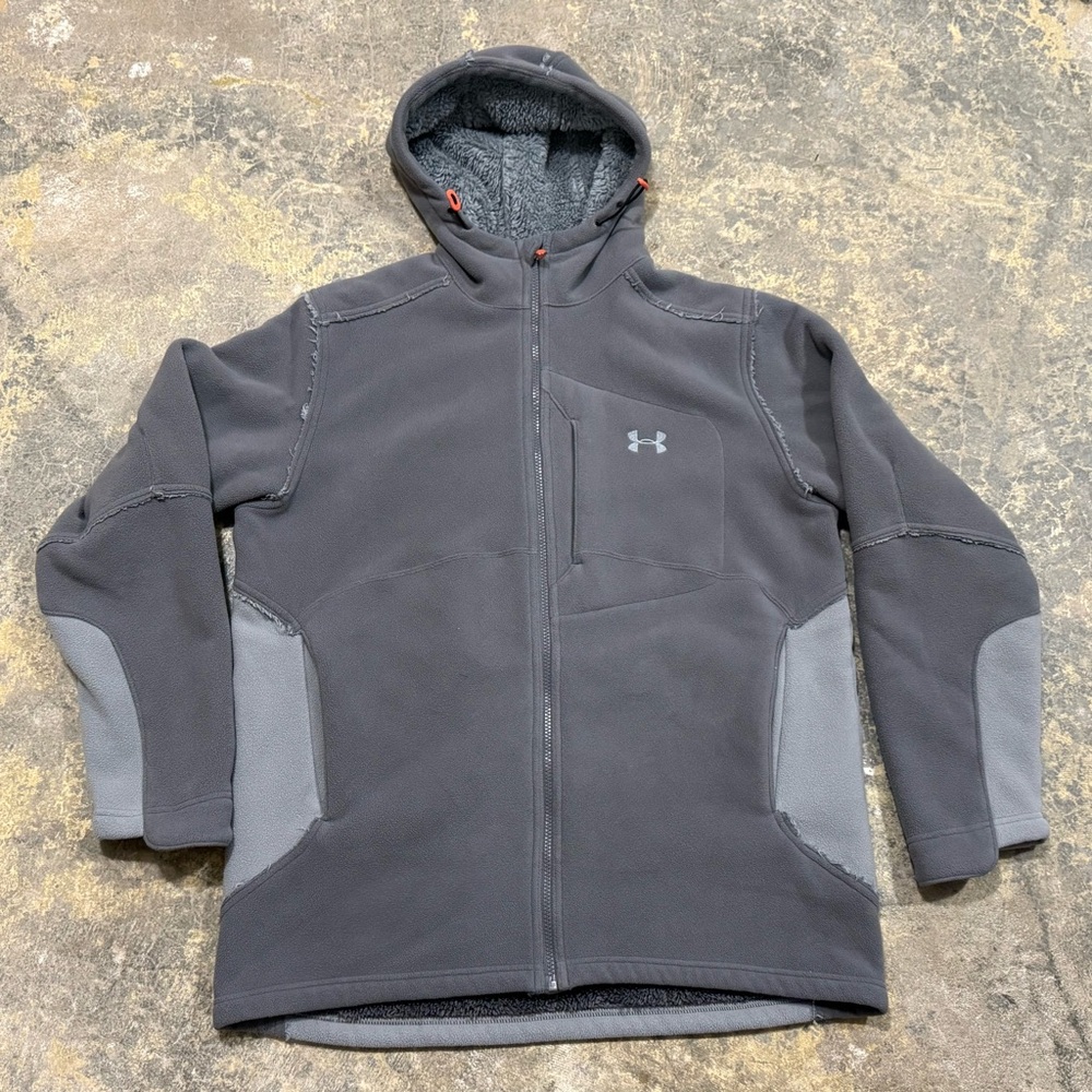 Under Armour Men's L Loose Charcoal and Light Gray Hooded Performance Jacket